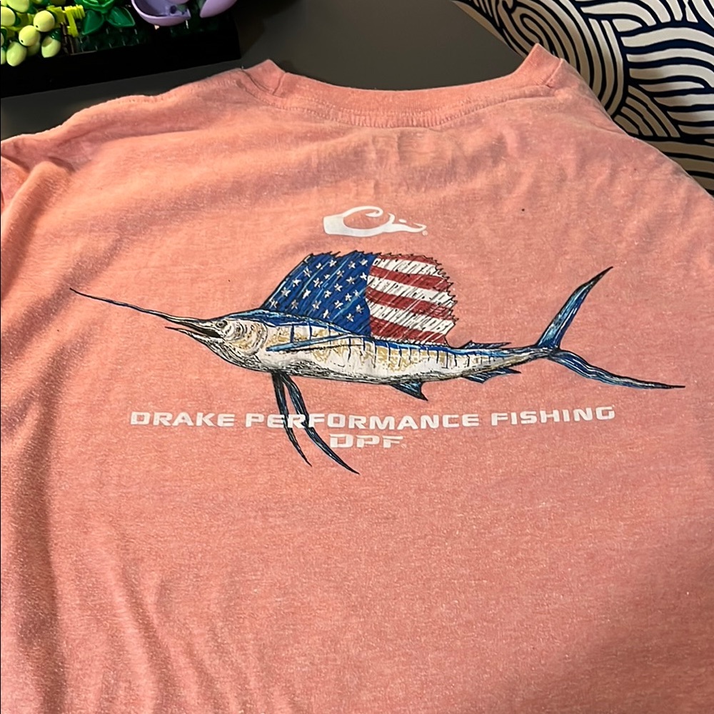 Salmon Color Drake Fishing T-Shirt